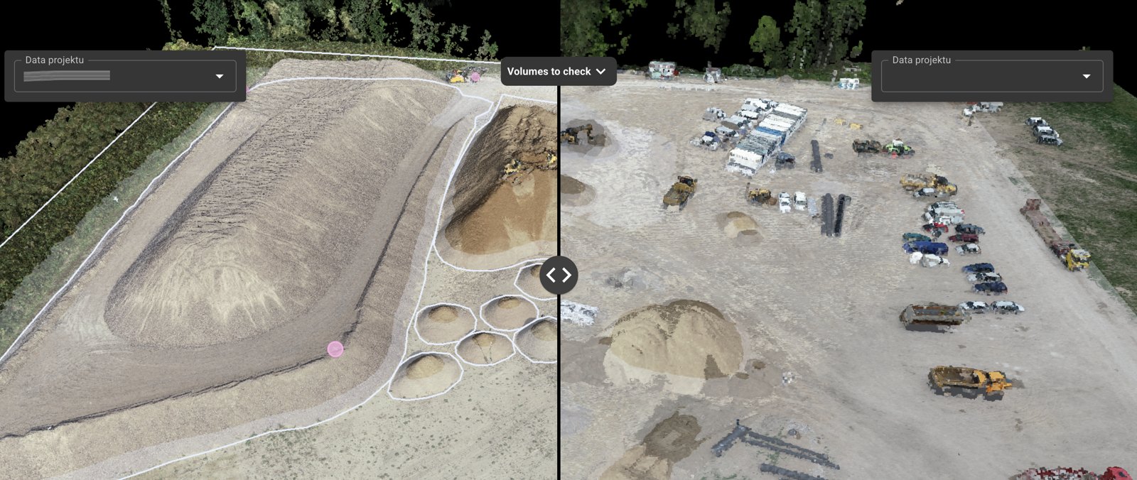 Model 3D hałd z obrysami do pomiaru objętości dronem